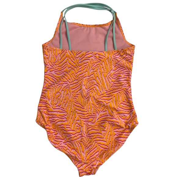Spyder Kids Swimwear 2-Piece Set One Piece Swimsuit Coverup Orange Pink Size 12 - Picture 6 of 17